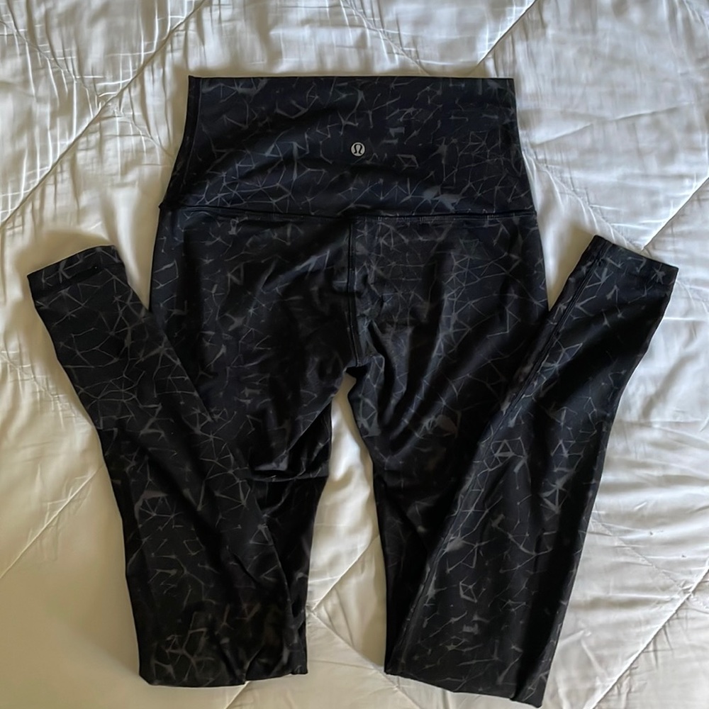 Lululemon Wunder Under - black with gray web look High Rise - Full length